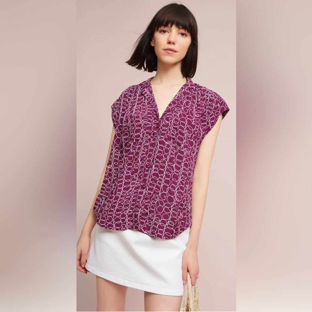 Anthropologie Maeve Raffine Blouse Size Small Purple